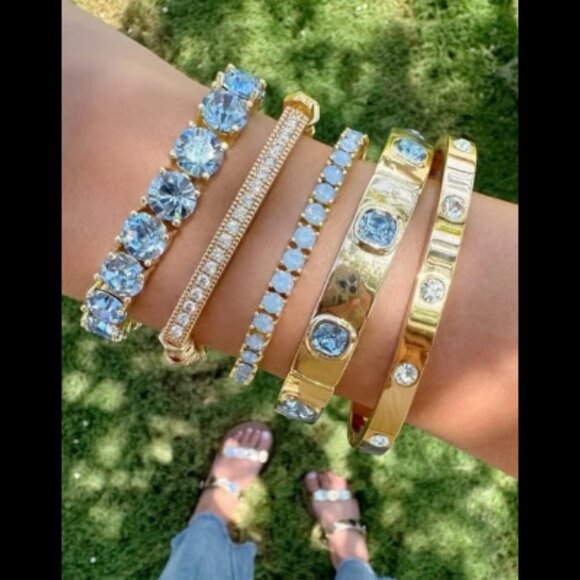 Park Lane Brilliant Blue Crystals Tennis Impression Bracelet - Picture 2 of 2